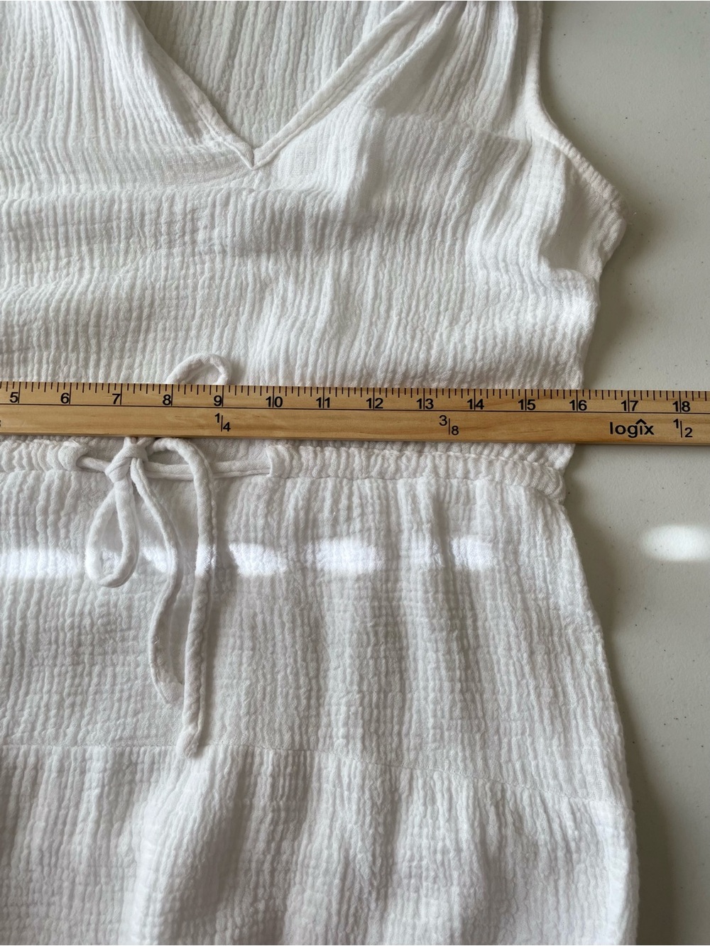 Joie White 100% Cotton Gauze Sleeveless Mini Dress | Ruffle Collar | Size Medium - Picture 5 of 7